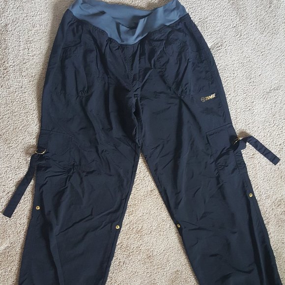 ZUMBA black drawstring pants nylon side back pockets X Large XL cargo athletic - Picture 2 of 12
